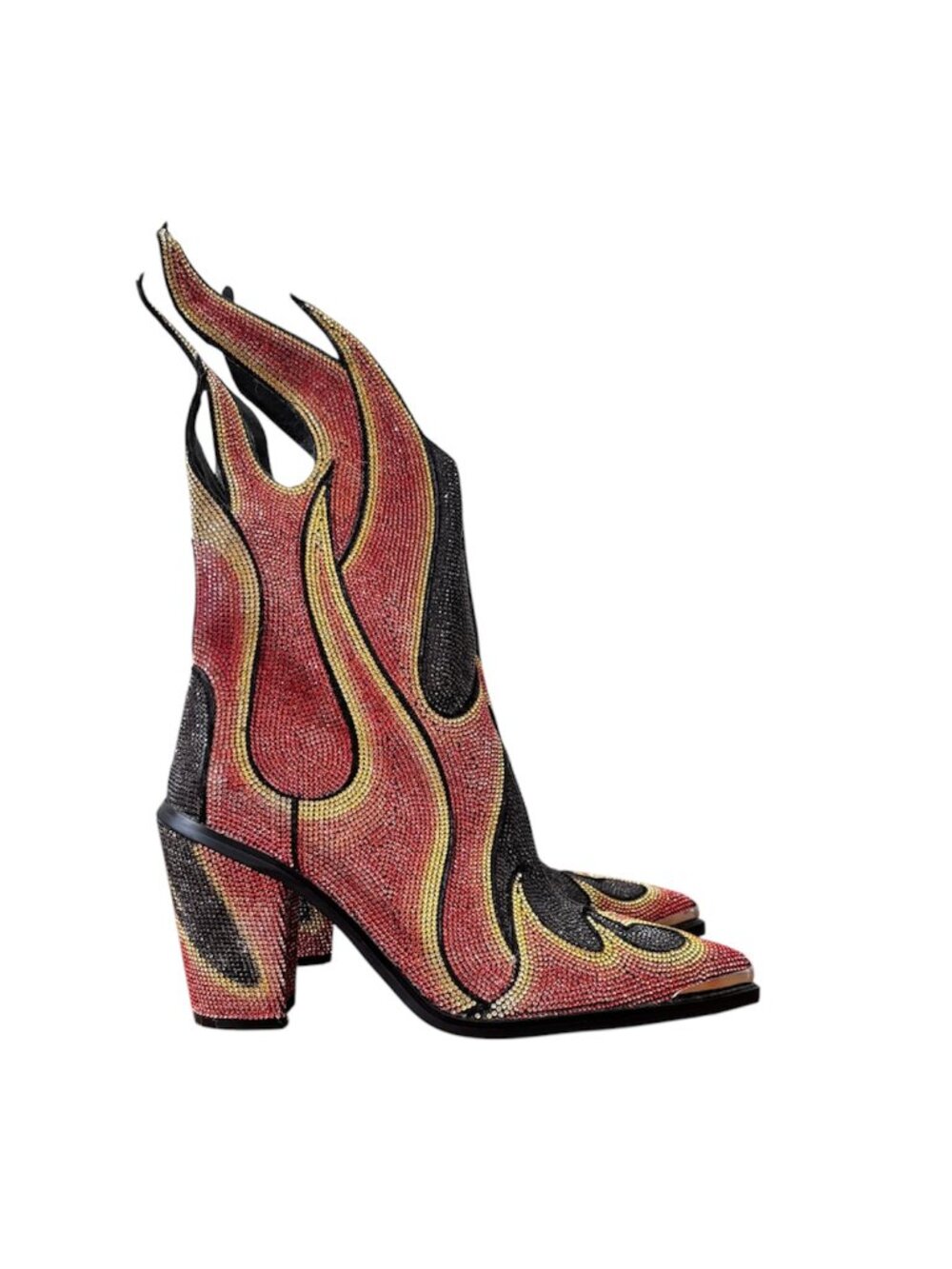 Dolls Kill Club Exx Flame Rhinestone Cowboy Boots